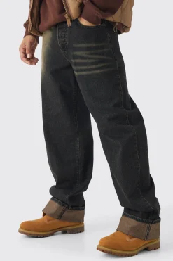 boohooMAN Relaxed Spray Wash Turn Up Hem Jeans | UK| Trousers|Jeans