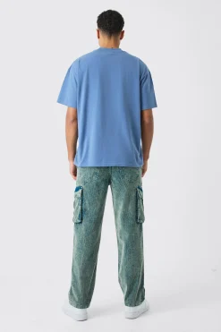boohooMAN Relaxed Cargo Acid Wash Cord Trouser In | UK| Trousers|Cargos