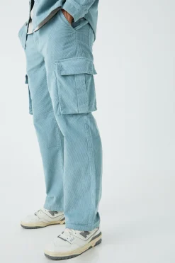 boohooMAN Relaxed Cargo Cord Trouser In | UK| Trousers