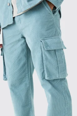 boohooMAN Relaxed Cargo Cord Trouser In | UK| Trousers