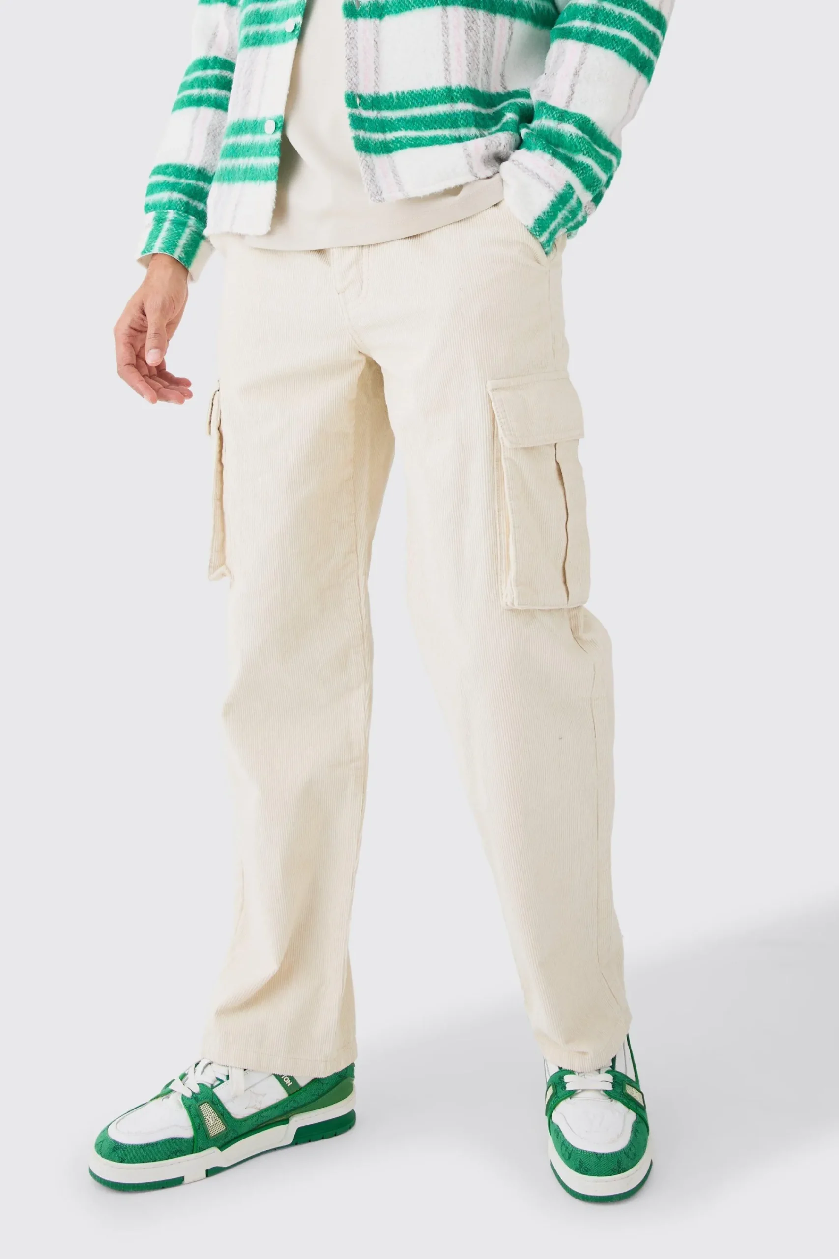 boohooMAN Relaxed Cargo Cord Trouser In | UK| Trousers|Cargos