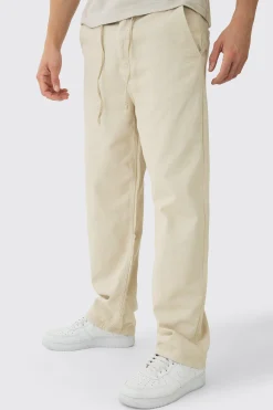 boohooMAN Relaxed Chinos With Drawcords In | UK| Trousers