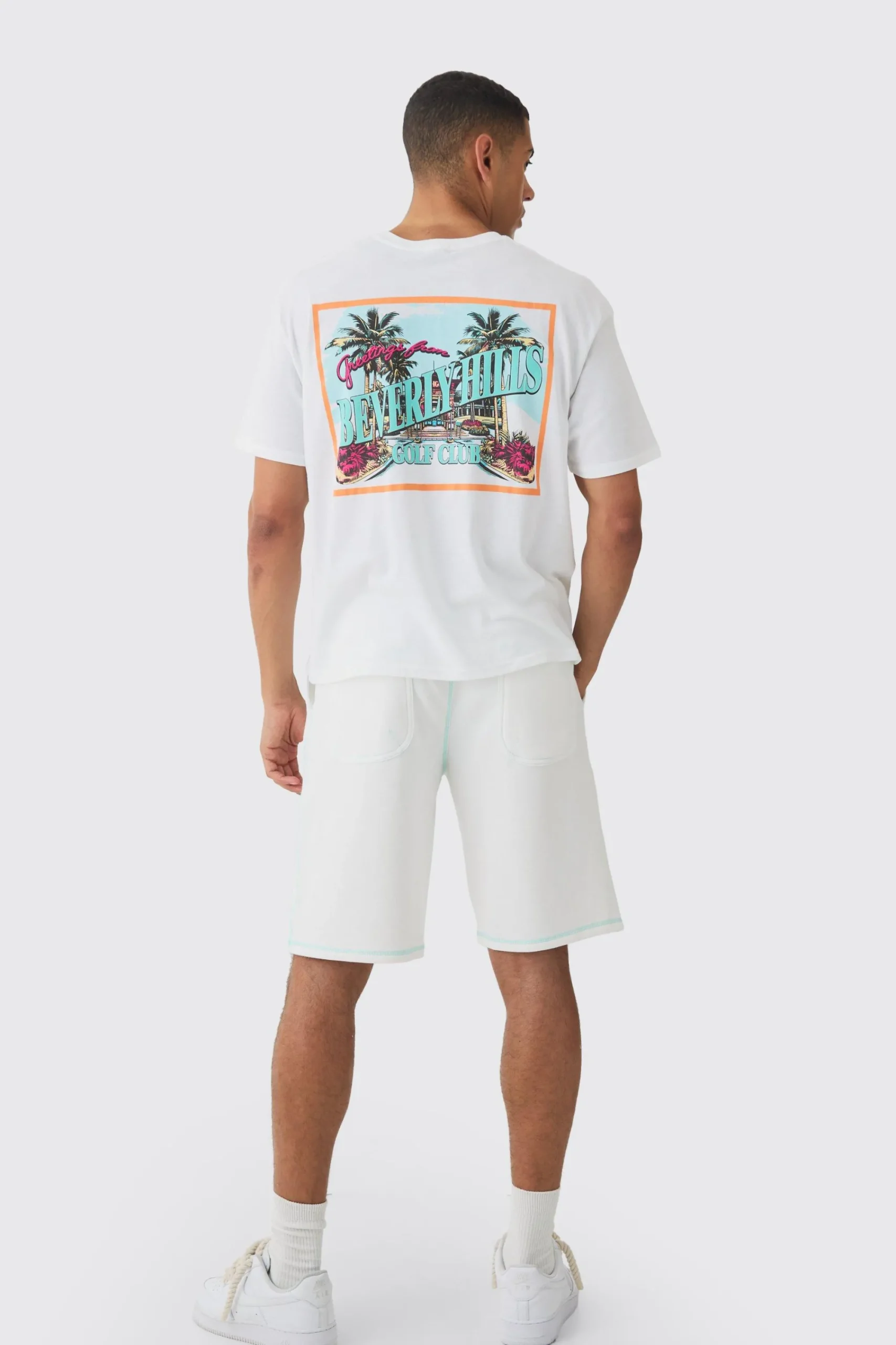 boohooMAN Relaxed Contrast Stitch Long Length Shorts | UK| Shorts