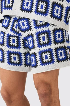 boohooMAN Relaxed Crochet Knit Short In | UK| Shorts|Tracksuits
