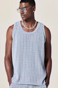 Relaxed Crochet Knitted Vest In | UK^boohooMAN Sale