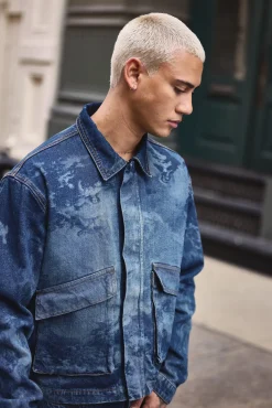 boohooMAN Relaxed Cropped Renaissance Laser Print Denim Jacket | UK| Sets & Co-Ords|Coats & Jackets