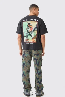 boohooMAN Relaxed Crotch Print Tie Hem Camo Cargo Trouser | UK| Trousers