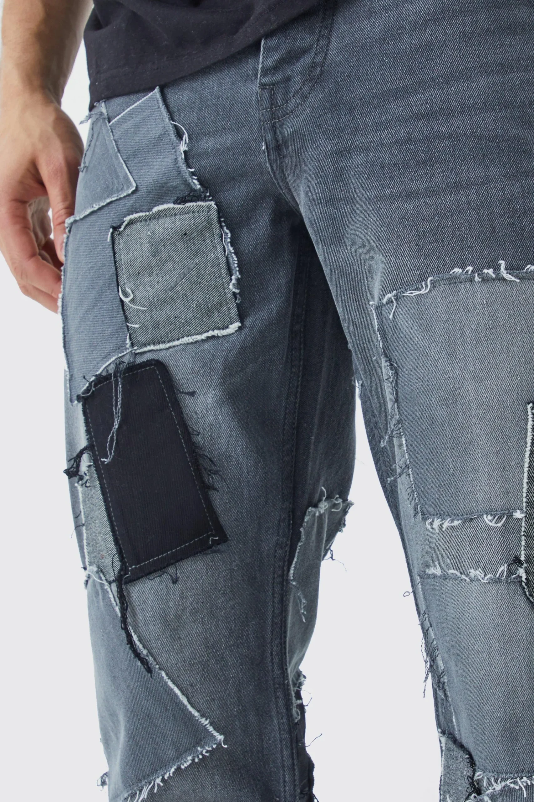 boohooMAN Relaxed Distressed Patchwork Jean | UK| Trousers|Jeans