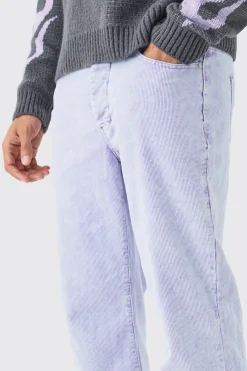 boohooMAN Relaxed Fit Acid Wash Cord Trousers | UK| Trousers