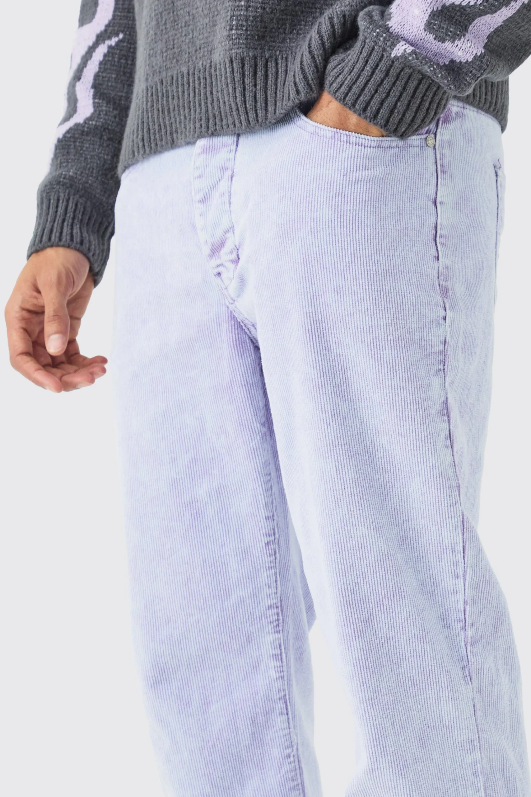 boohooMAN Relaxed Fit Acid Wash Cord Trousers | UK| Trousers
