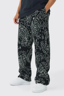 boohooMAN Relaxed Fit Borg Paisley Jogger | UK| Trousers|Joggers