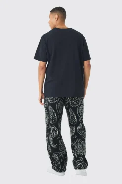 boohooMAN Relaxed Fit Borg Paisley Jogger | UK| Trousers|Joggers