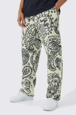 boohooMAN Relaxed Fit Borg Paisley Jogger | UK| Trousers|Joggers