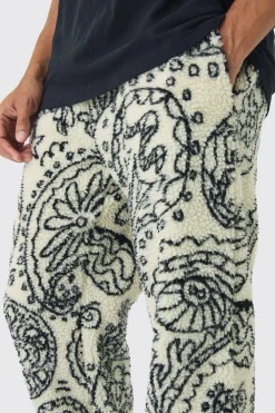 boohooMAN Relaxed Fit Borg Paisley Jogger | UK| Trousers|Joggers