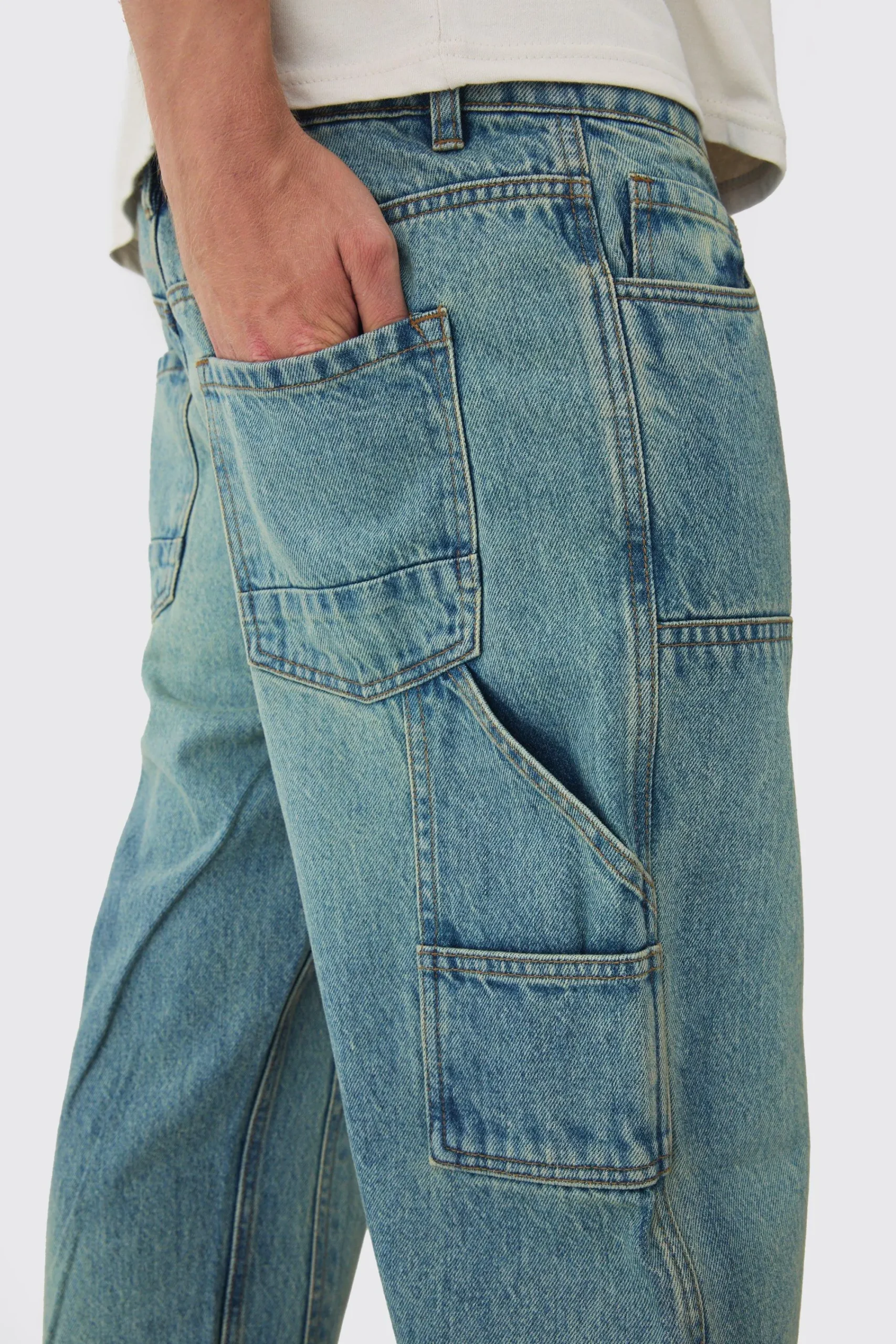 boohooMAN Relaxed Fit Carpenter Detailed Jeans | UK| Trousers|Jeans