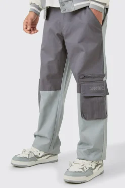 boohooMAN Relaxed Fit Colour Block Official Branded Cargo Trouser | UK| Trousers|Cargos