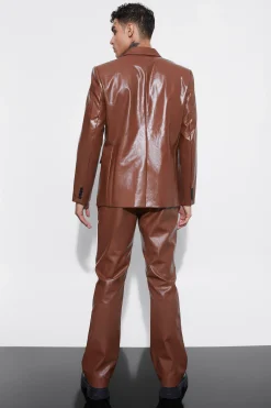 boohooMAN Relaxed Fit Double Breasted Pu Blazer | UK| Suits & Tailoring