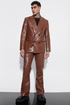 boohooMAN Relaxed Fit Double Breasted Pu Blazer | UK| Suits & Tailoring