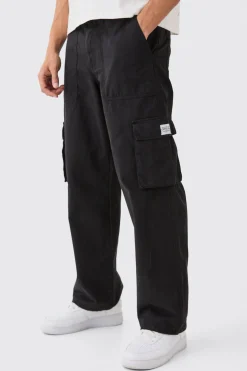 boohooMAN Relaxed Fit Fixed Waist Woven Tab Cargo Trousers | UK| Trousers|Cargos