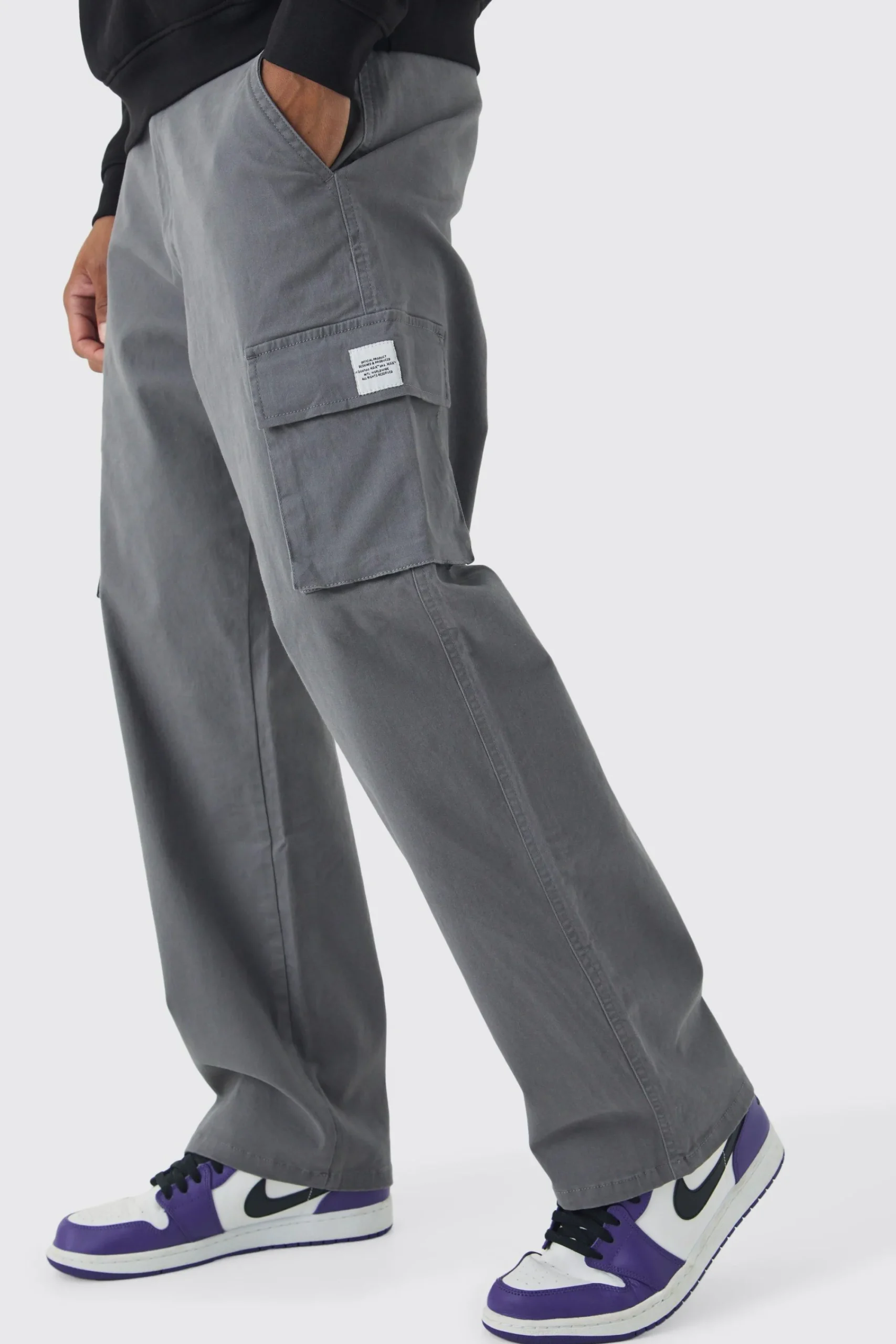 boohooMAN Relaxed Fit Fixed Waist Woven Tab Cargo Trousers | UK| Trousers|Cargos