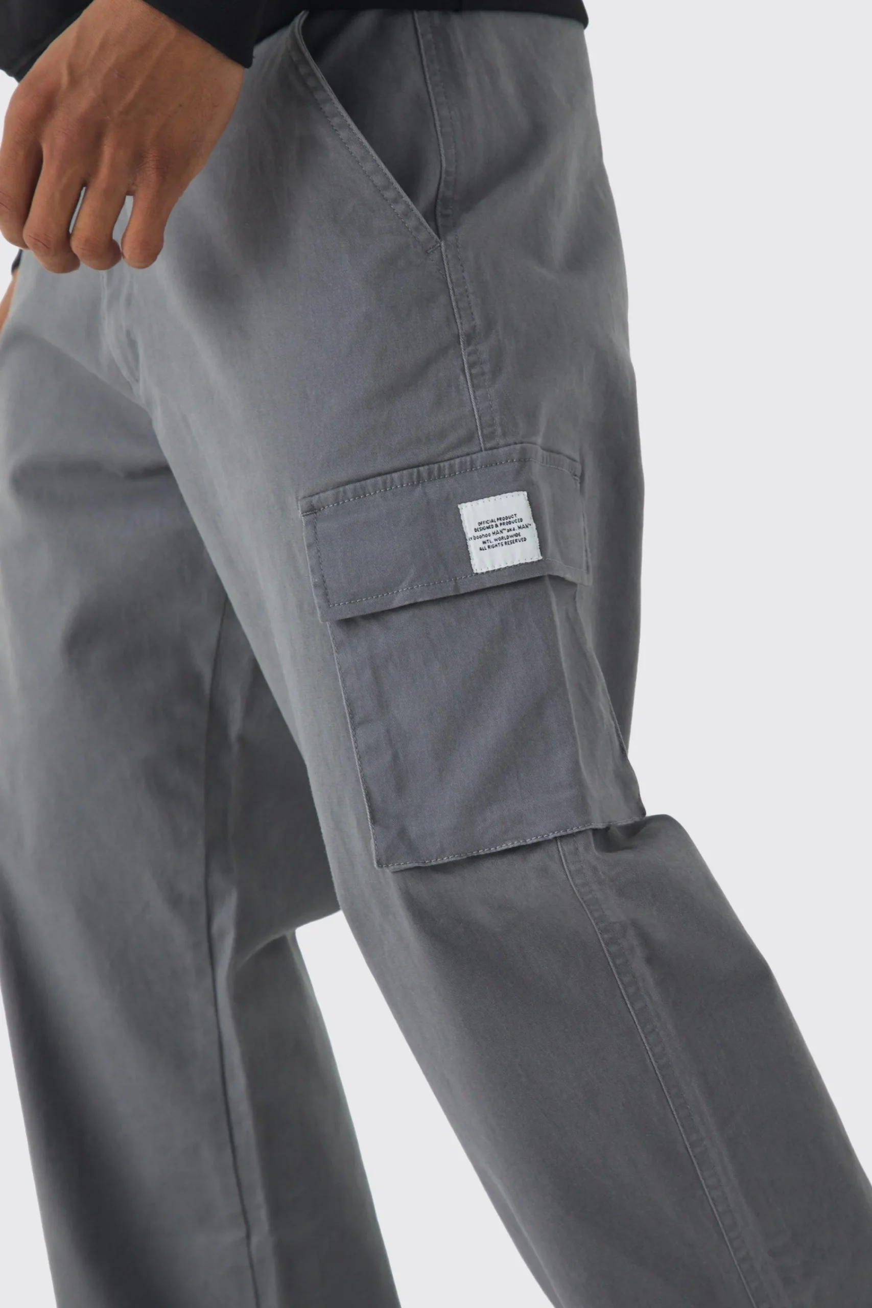 boohooMAN Relaxed Fit Fixed Waist Woven Tab Cargo Trousers | UK| Trousers|Cargos