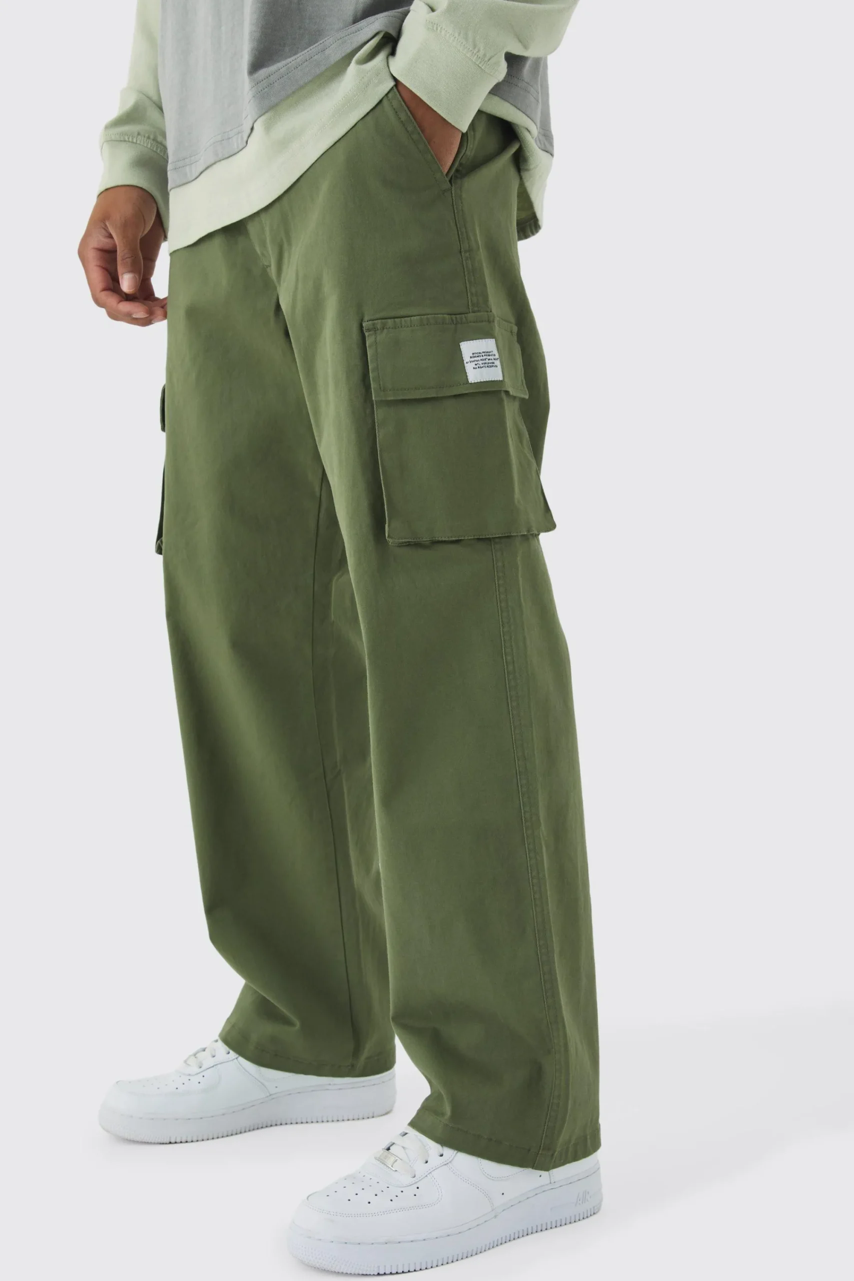boohooMAN Relaxed Fit Fixed Waist Woven Tab Cargo Trousers | UK| Trousers|Cargos