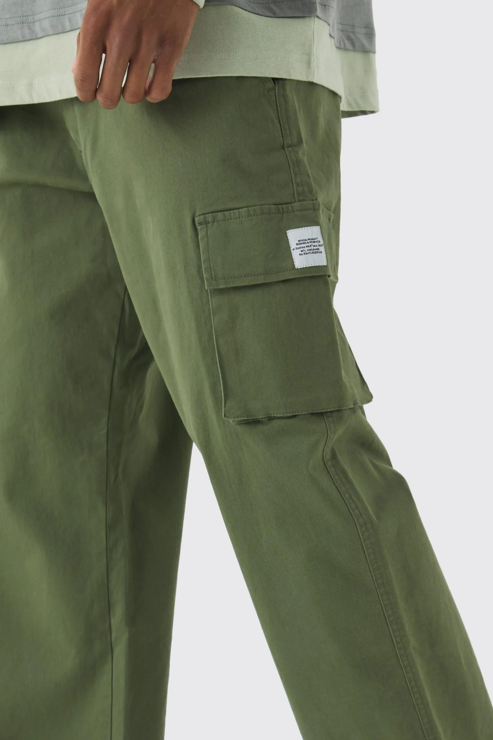 boohooMAN Relaxed Fit Fixed Waist Woven Tab Cargo Trousers | UK| Trousers|Cargos