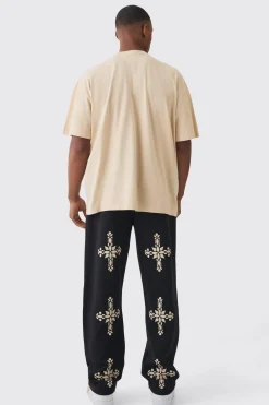 boohooMAN Relaxed Fit Gothic Cross Print Jogger | UK| Trousers|Joggers