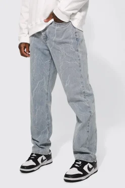 boohooMAN Relaxed Fit Lightning Jacquard Jeans | UK| Trousers|Jeans