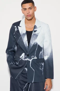 boohooMAN Relaxed Fit Marble Print Blazer | UK| Suits & Tailoring
