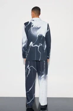 boohooMAN Relaxed Fit Marble Print Blazer | UK| Suits & Tailoring