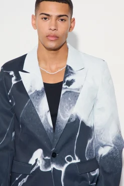boohooMAN Relaxed Fit Marble Print Blazer | UK| Suits & Tailoring