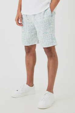 boohooMAN Relaxed Fit Mid Length Jacquard Short | UK| Shorts