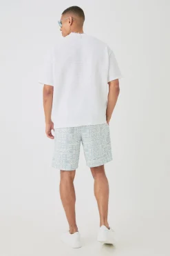 boohooMAN Relaxed Fit Mid Length Jacquard Short | UK| Shorts