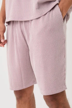 boohooMAN Relaxed Fit Mid Length Stripe Texture Shorts | UK| Shorts