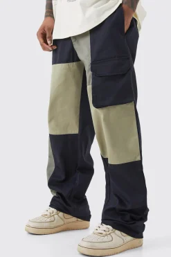 boohooMAN Relaxed Fit Multi Colour Block Cargo Trouser | UK| Trousers|Cargos
