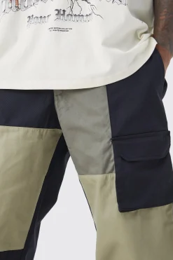 boohooMAN Relaxed Fit Multi Colour Block Cargo Trouser | UK| Trousers|Cargos