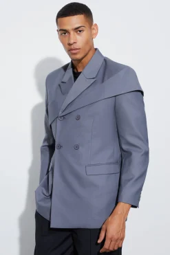 boohooMAN Relaxed Fit Overlay Panel Detail Blazer | UK| Suits & Tailoring