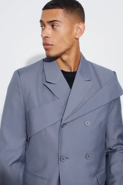 boohooMAN Relaxed Fit Overlay Panel Detail Blazer | UK| Suits & Tailoring