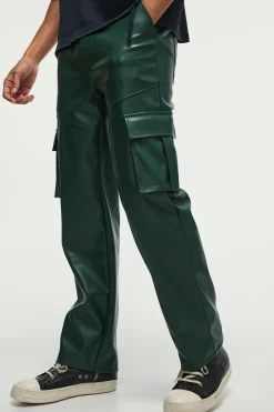boohooMAN Relaxed Fit Pu Cargo Trousers | UK| Trousers|Cargos