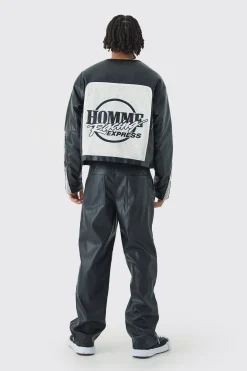 boohooMAN Relaxed Fit Pu Zip Hem Trousers | UK| Trousers