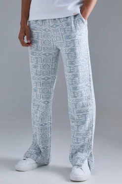 boohooMAN Relaxed Fit Split Hem Jacquard Joggers | UK| Trousers|Joggers