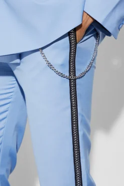 boohooMAN Relaxed Fit Stud Detail Trouser With Chain | UK| Suits & Tailoring