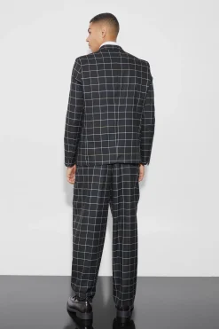 boohooMAN Relaxed Fit Windowpane Check Suit Trousers | UK| Trousers