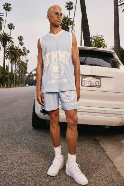 boohooMAN Relaxed Fit Worldwide Print Mesh Short | UK| Shorts