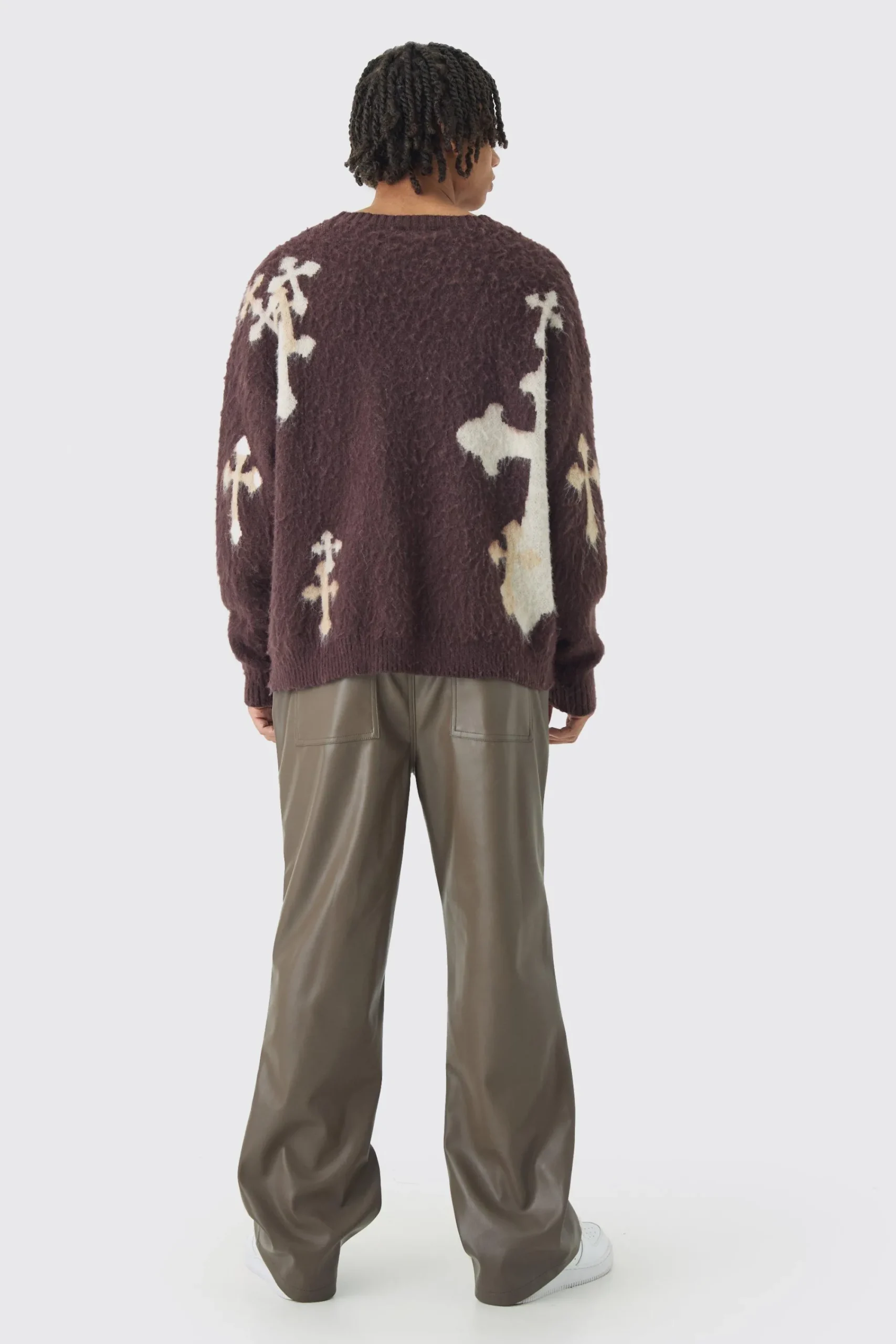 boohooMAN Relaxed Flare Pu Carpenter Trousers | UK| Trousers