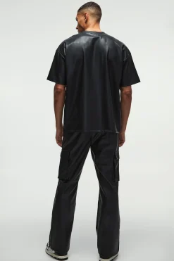 boohooMAN Relaxed Flare Pu Popper Hem Cargo Trousers | UK| Trousers|Cargos