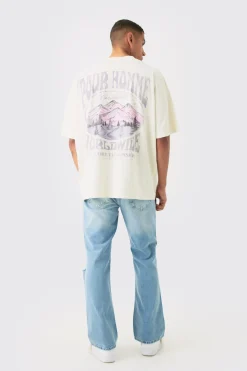 boohooMAN Relaxed Flare Rigid Knee Rip Snow Wash Denim Jean | UK| Trousers|Jeans