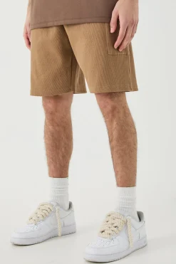 boohooMAN Relaxed Heavyweight Ribbed Patch Pocket Short | UK| Shorts