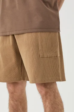 boohooMAN Relaxed Heavyweight Ribbed Patch Pocket Short | UK| Shorts